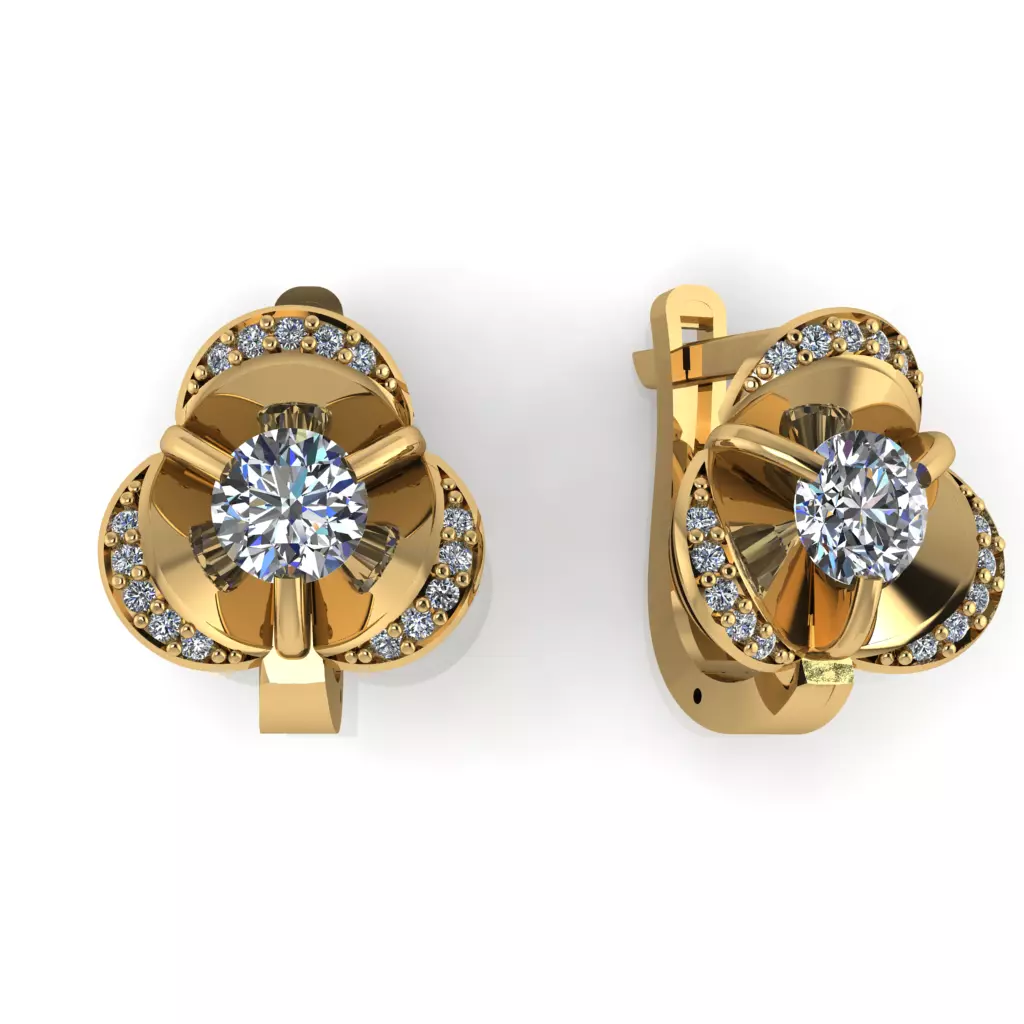 Earring with stones for 3D printing gold and silver 3D print model_0