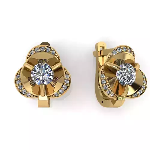 Earring with stones for 3D printing gold and silver