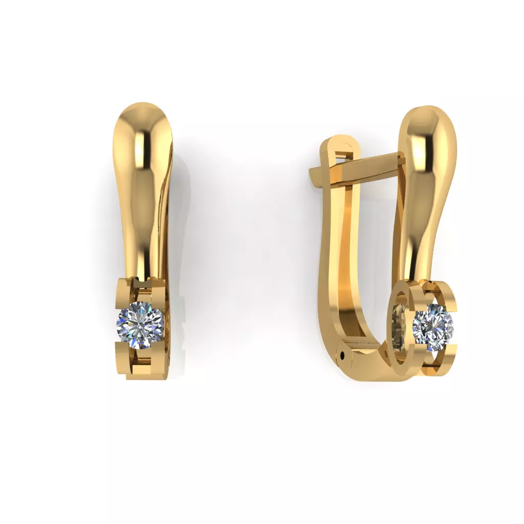 Earring with stones for 3D printing gold and silver 3D print model_0