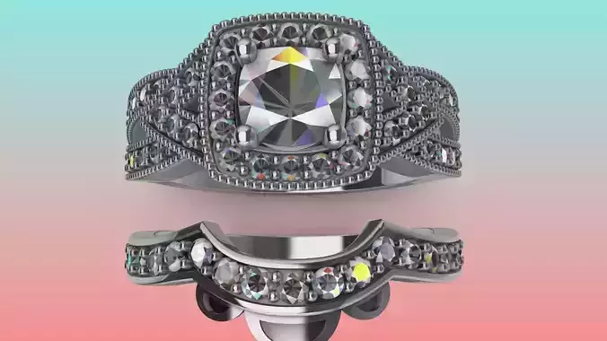 square wedding band and shadow band stl verified