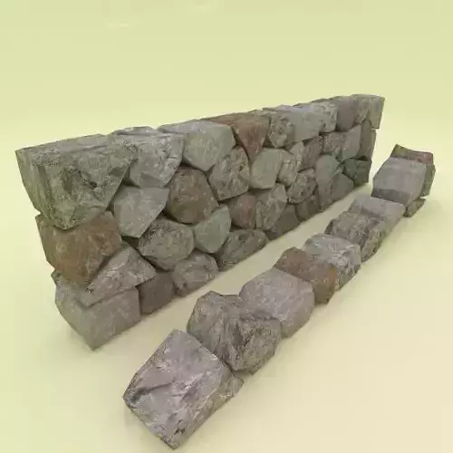 Low Poly Stone Wall Segment 3D model