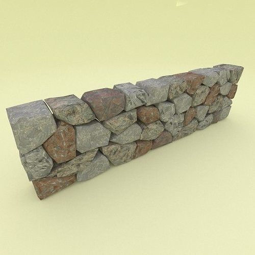 Low Poly Stone Wall Segment 3D model 3