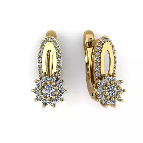 Earring with stones for 3D printing gold and silver