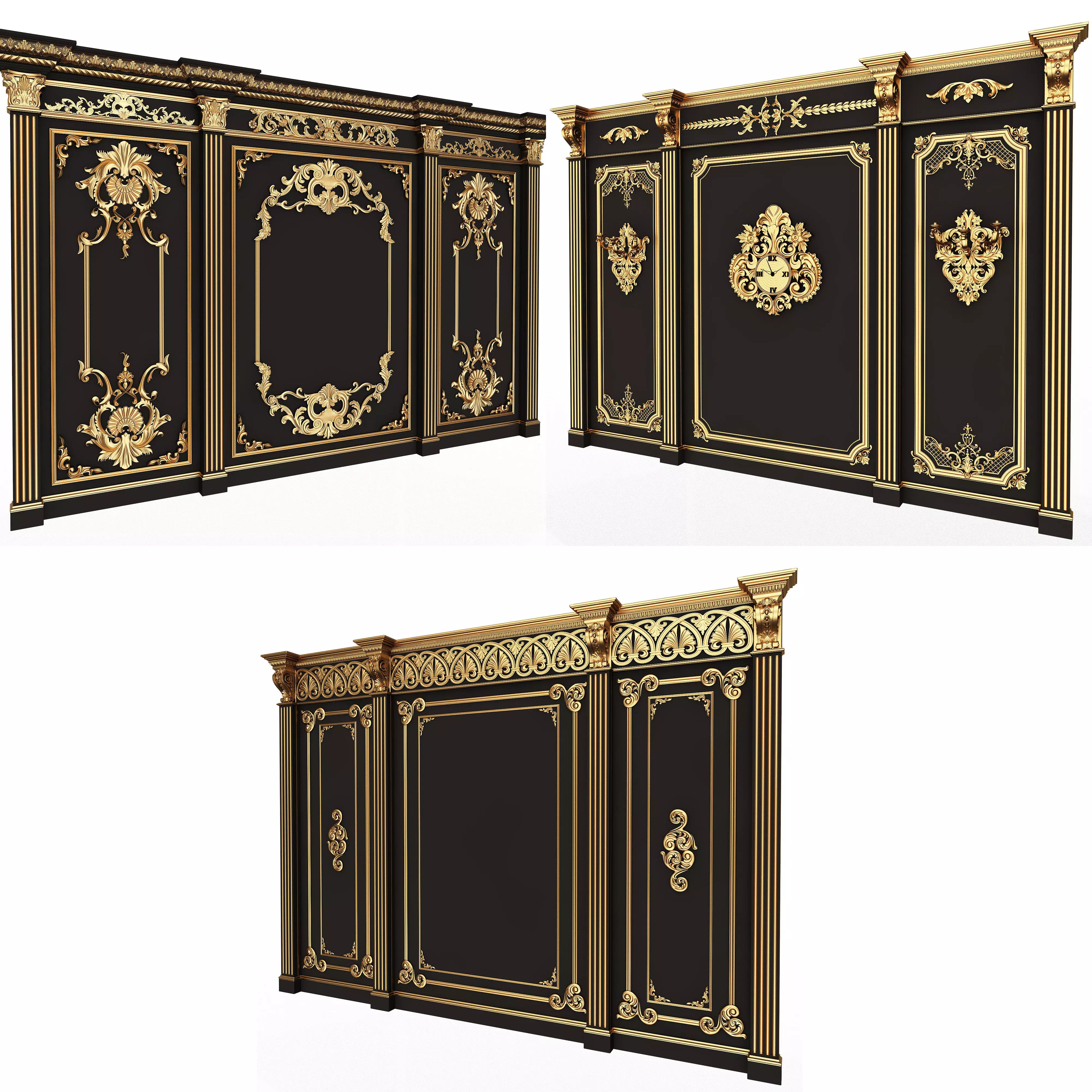Boiserie Classic Panels Collection Low-poly 3D model