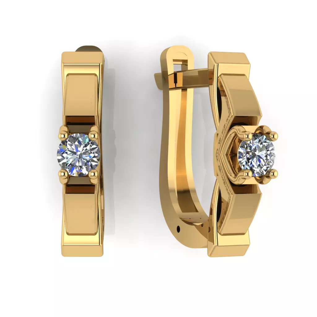 Earring with stones for 3D printing gold and silver 3D print model_0