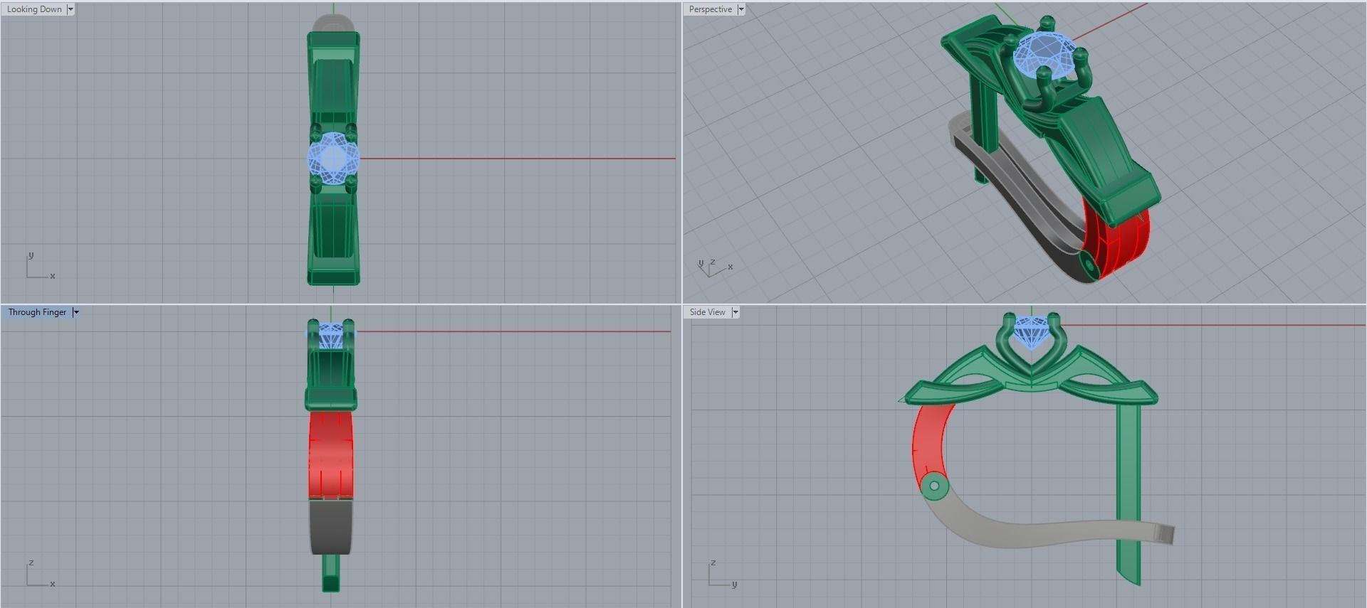 Earring with stones for 3D printing gold and silver 3D print model_1