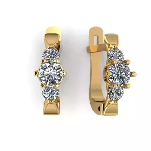 Earring with stones for 3D printing gold and silver