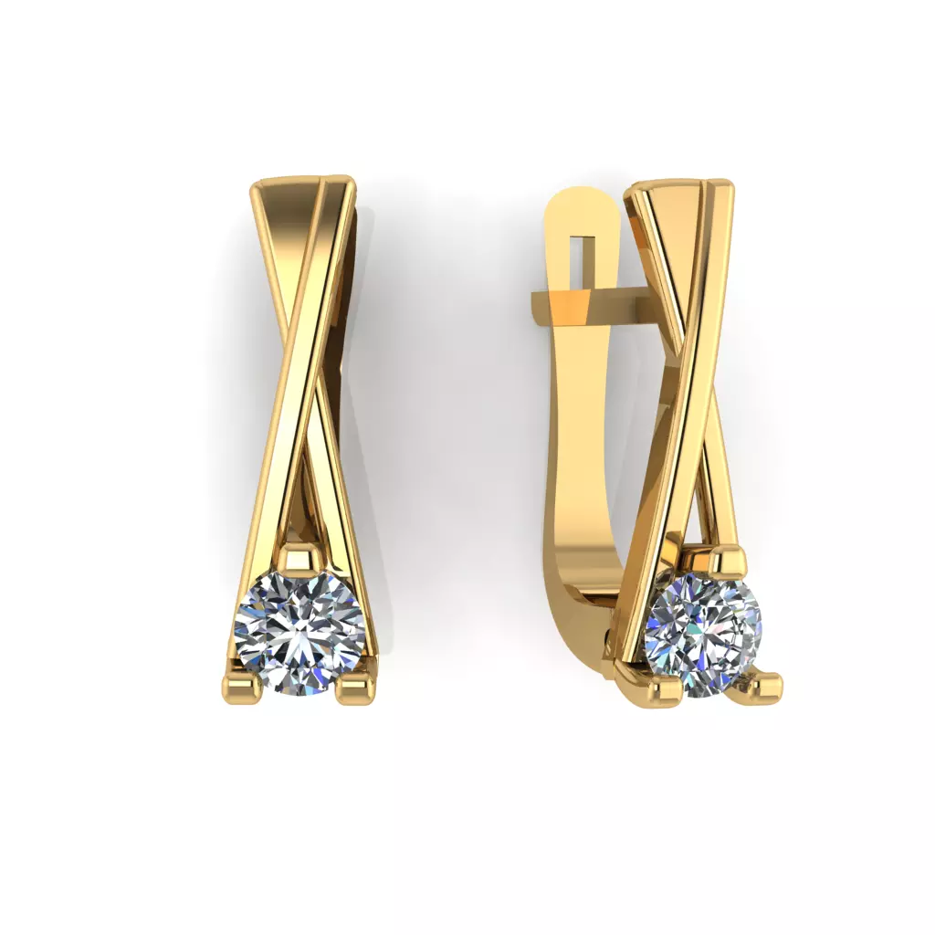 Earring with stones for 3D printing gold and silver 3D print model_0