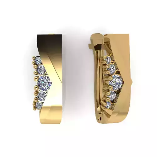 Earring with stones for 3D printing gold and silver