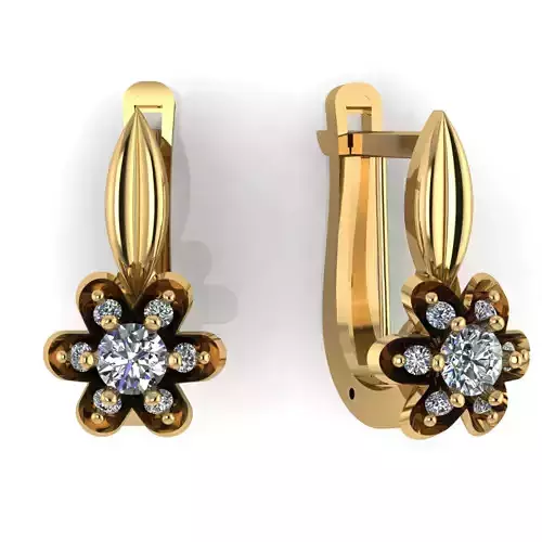 Earring with stones for 3D printing gold and silver