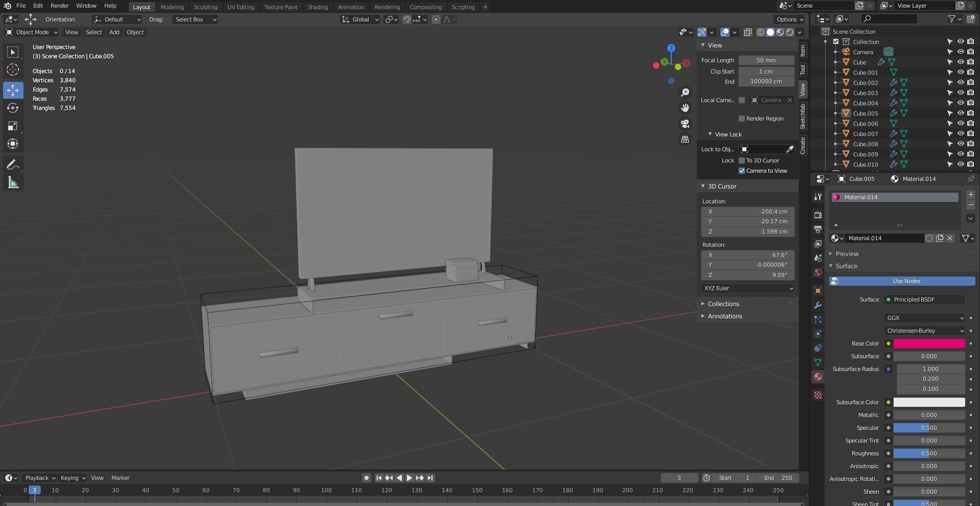 CABINET WITH TV 3D model_6