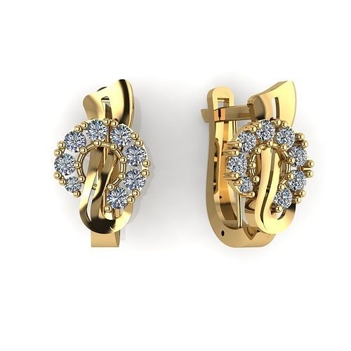 Earring with stones for 3D printing gold and silver 3D print model