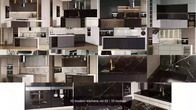 10 modern kitchens vol 02 3D Model Collection