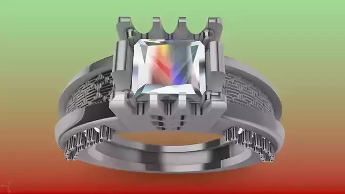 princess cut jali diamond shank ring stl verified