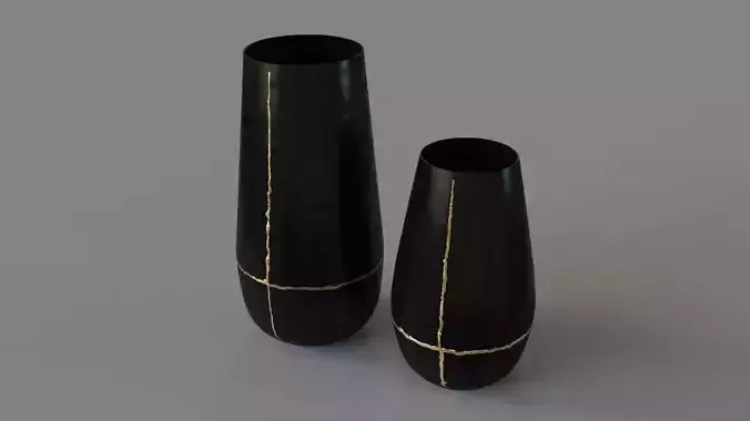 Liva Vases Set Of 2 Distressed Brown