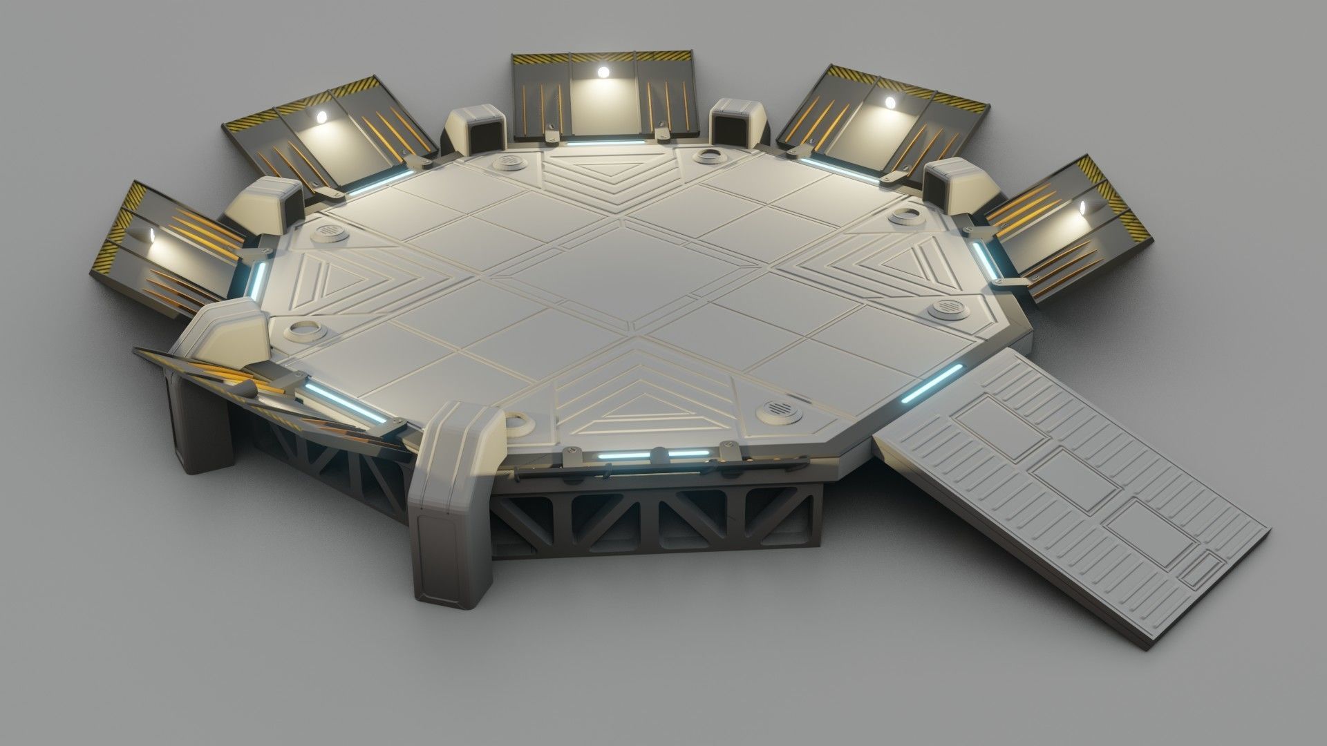 Sci-fi Landing Pad - Low poly - Game ready - PBR Low-poly 3D model_12