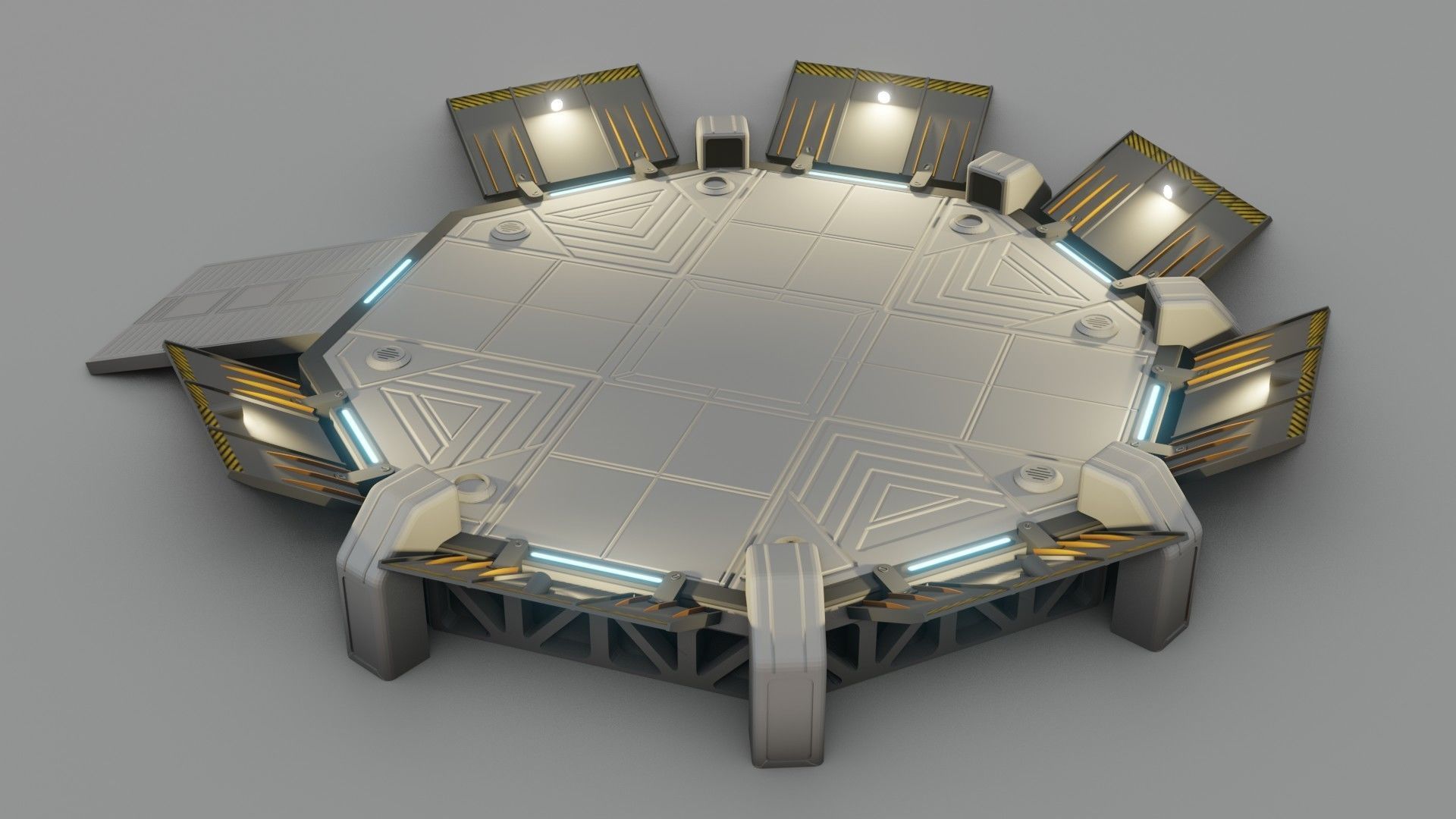 Sci-fi Landing Pad - Low poly - Game ready - PBR Low-poly 3D model_4