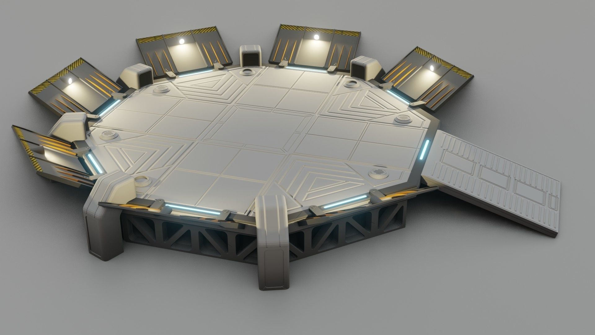 Sci-fi Landing Pad - Low poly - Game ready - PBR Low-poly 3D model_10