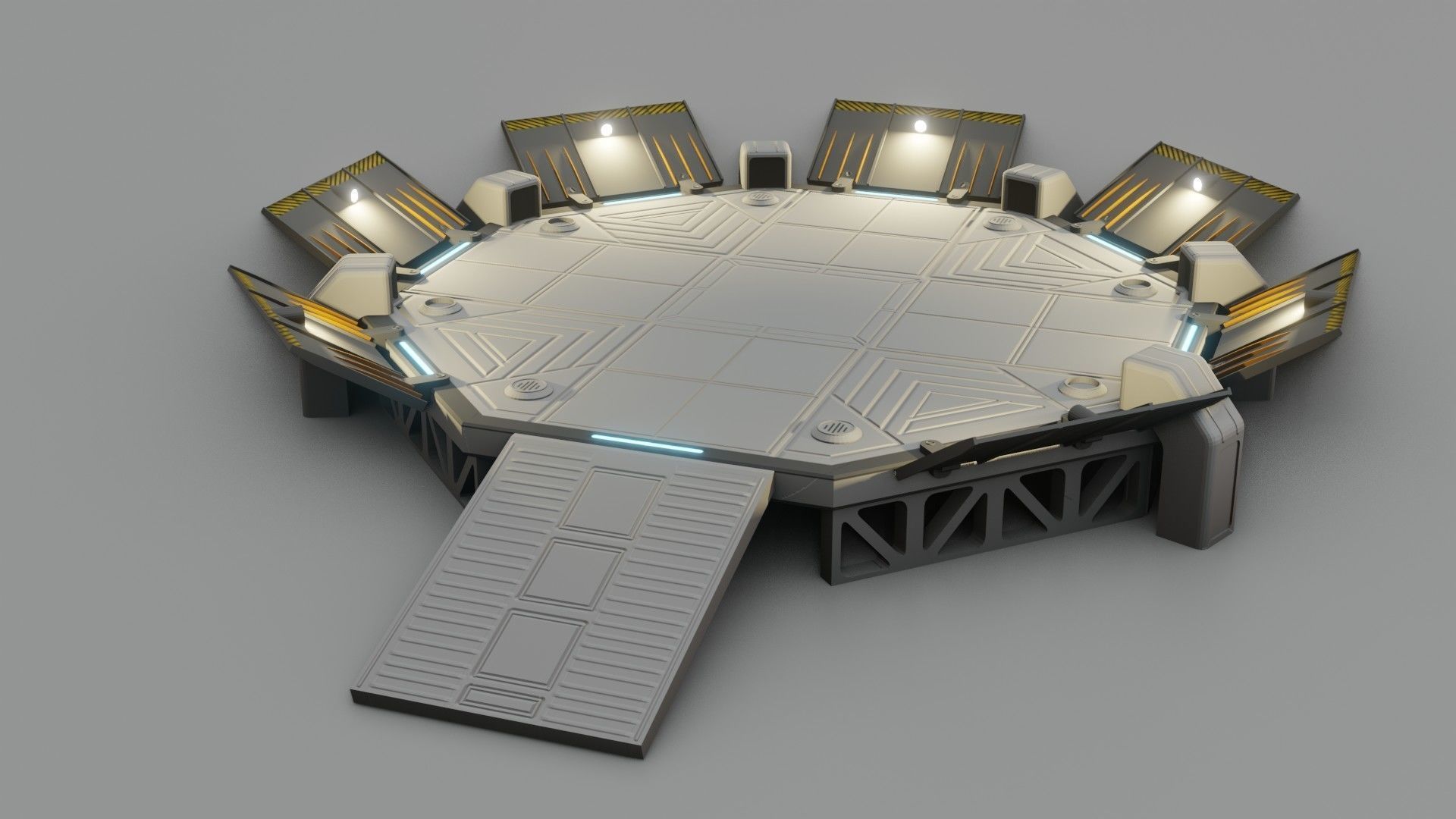 Sci-fi Landing Pad - Low poly - Game ready - PBR Low-poly 3D model_16