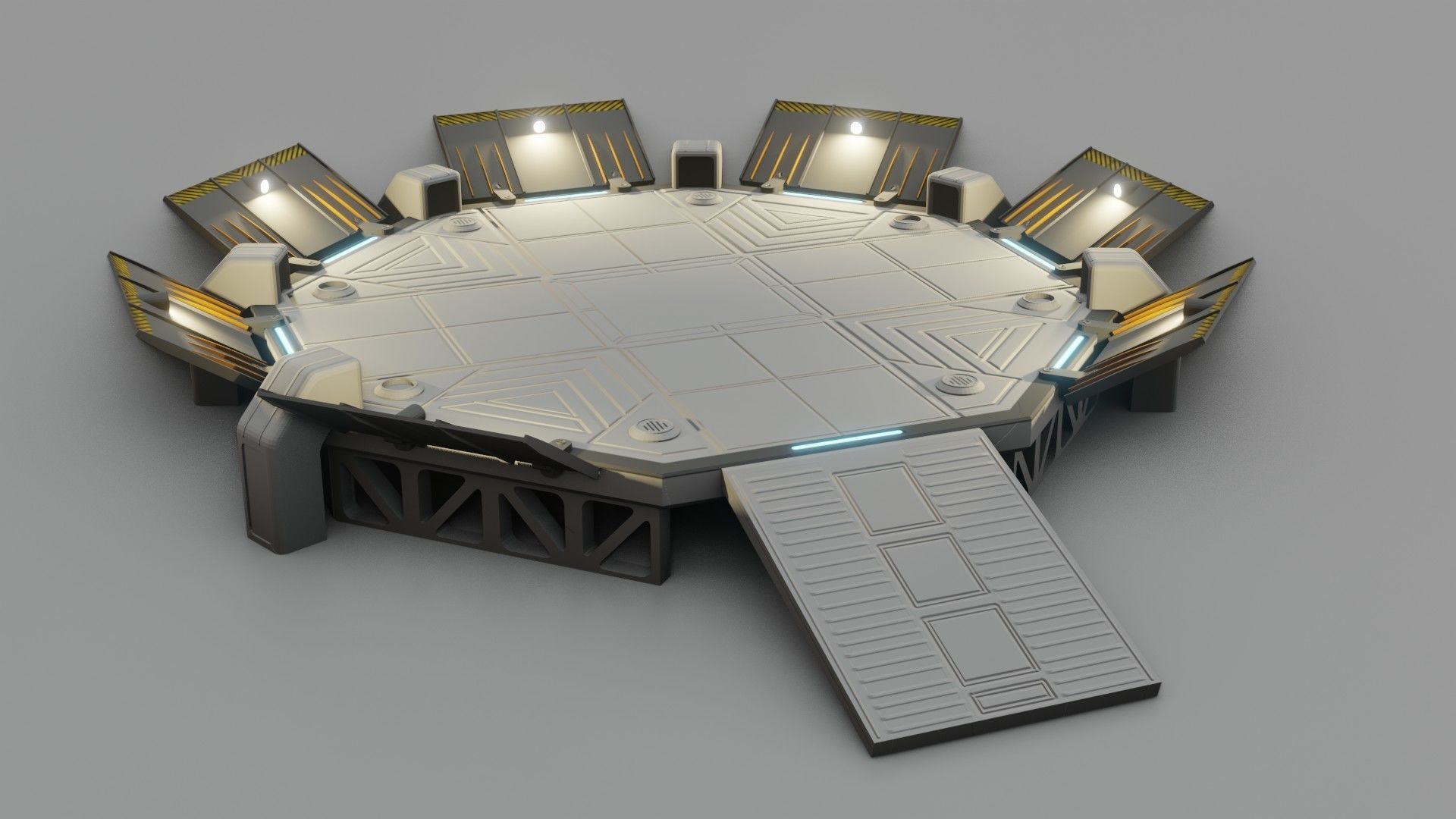 Sci-fi Landing Pad - Low poly - Game ready - PBR Low-poly 3D model_14