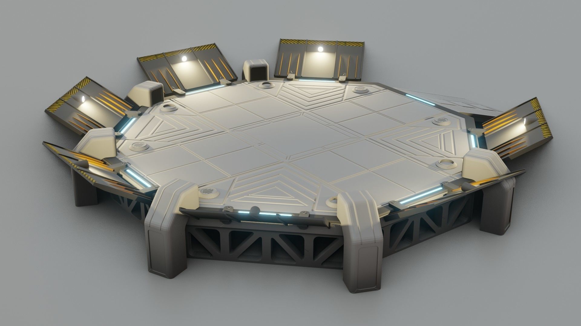 Sci-fi Landing Pad - Low poly - Game ready - PBR Low-poly 3D model_8