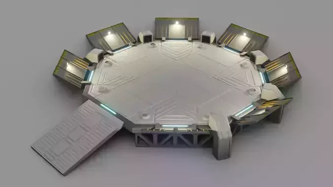 Sci-fi Landing Pad - Low poly - Game ready - PBR