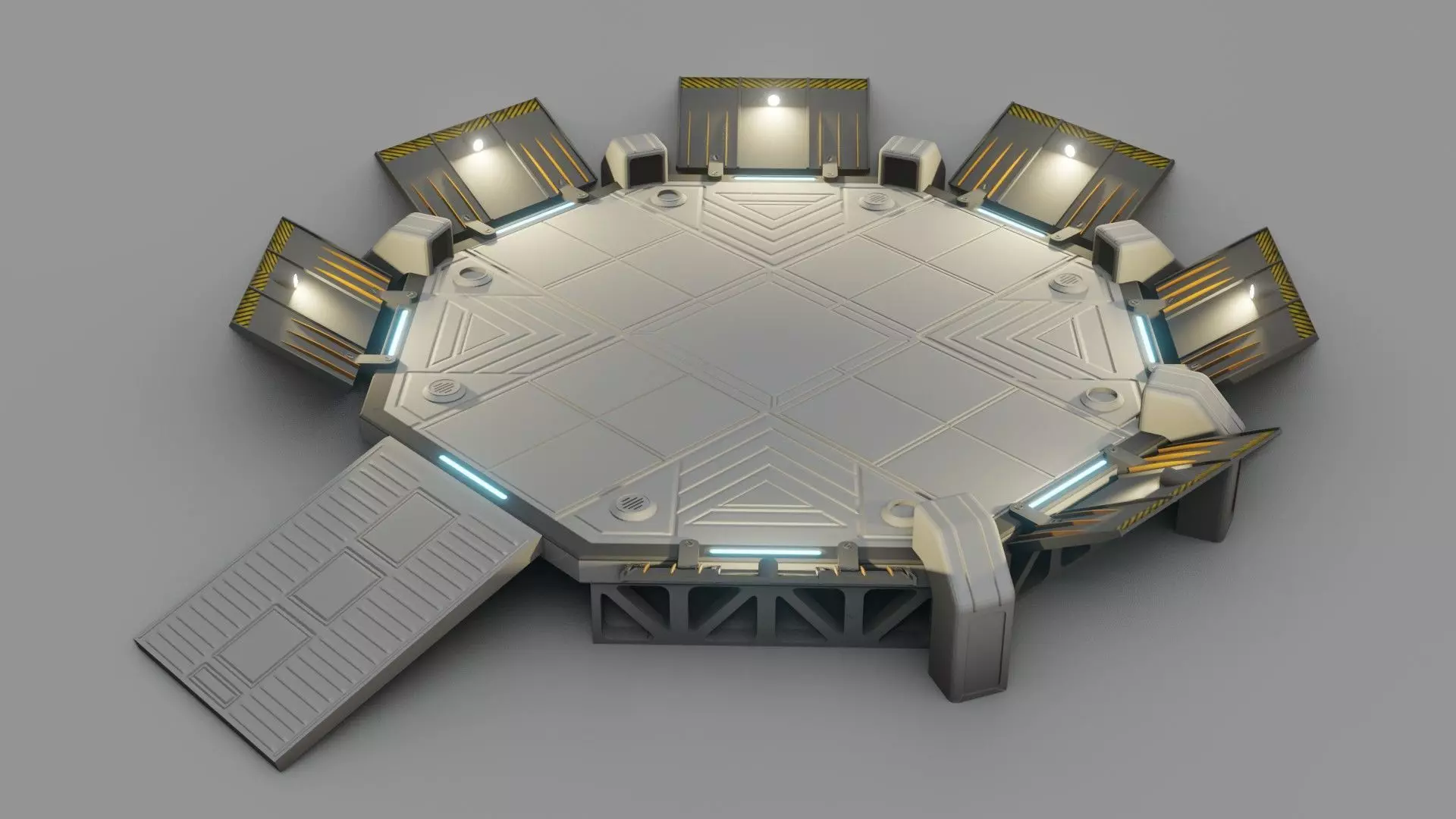 Sci-fi Landing Pad - Low poly - Game ready - PBR Low-poly 3D model_0