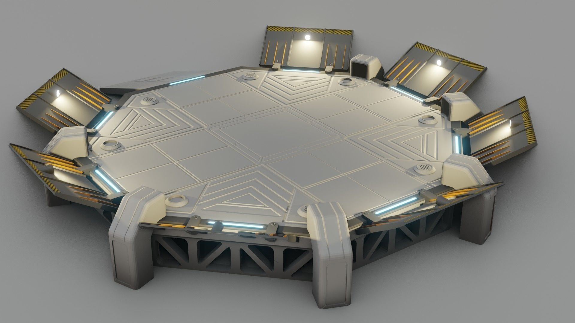 Sci-fi Landing Pad - Low poly - Game ready - PBR Low-poly 3D model_6