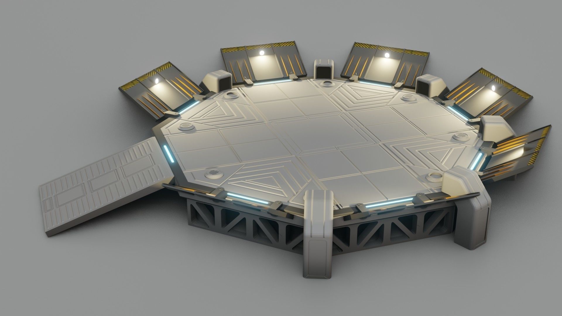 Sci-fi Landing Pad - Low poly - Game ready - PBR Low-poly 3D model_2