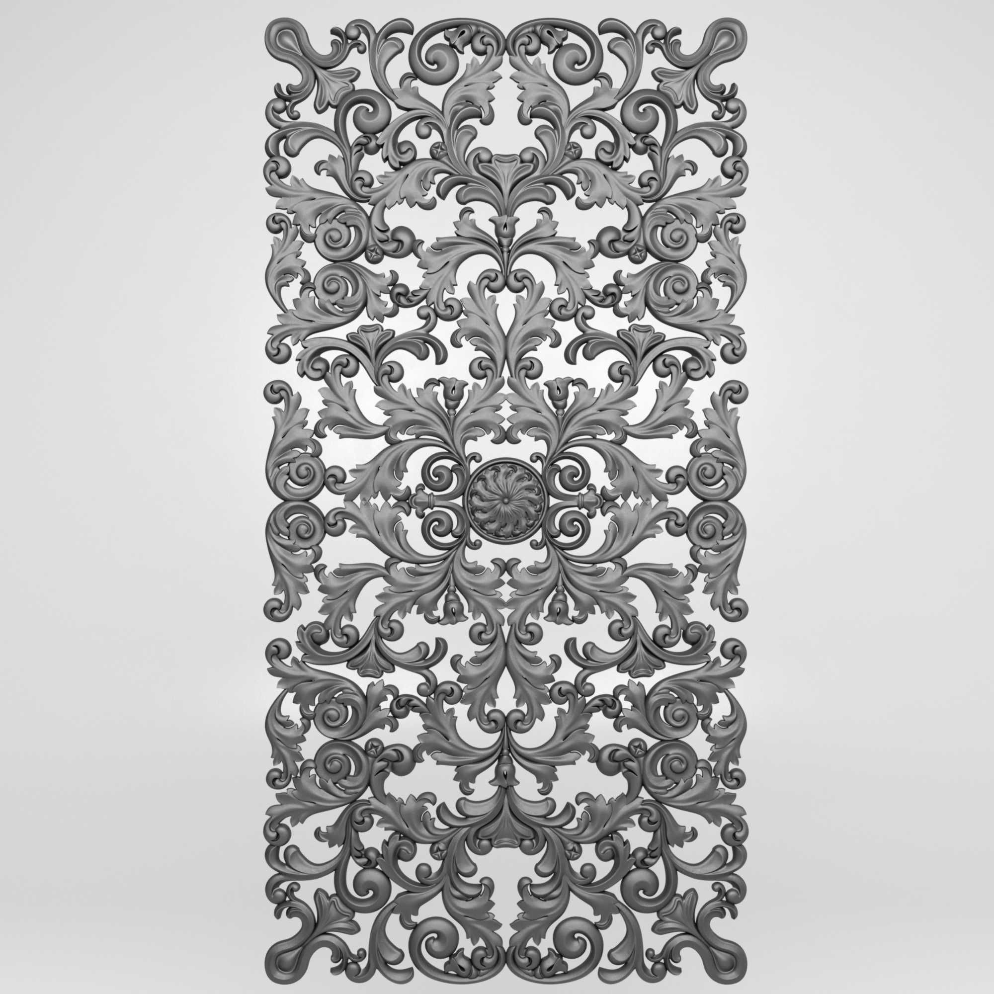 decor ornate wall panel 3D model_2
