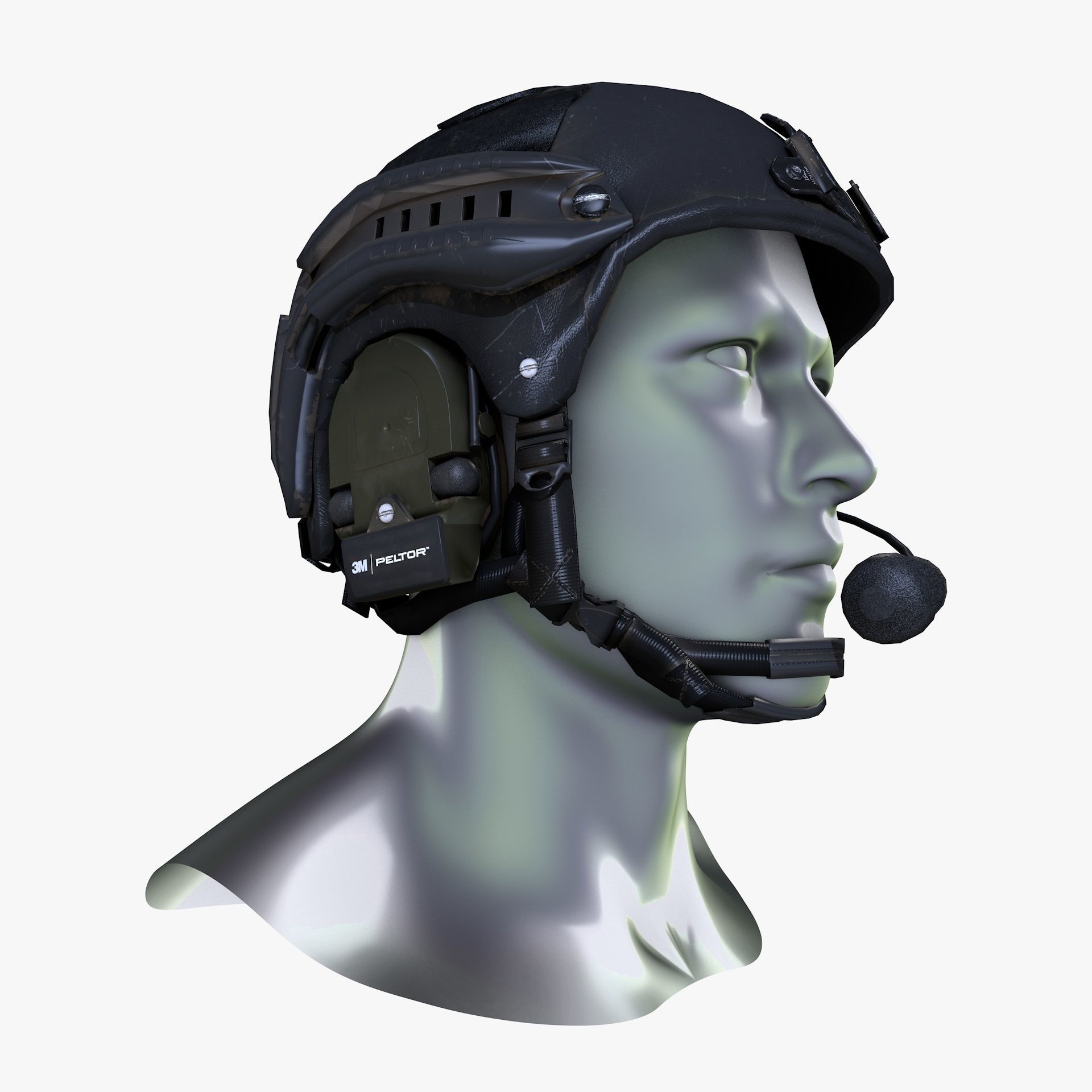 Tactical Headset Military Helmet Low Poly Low-poly 3D model_5