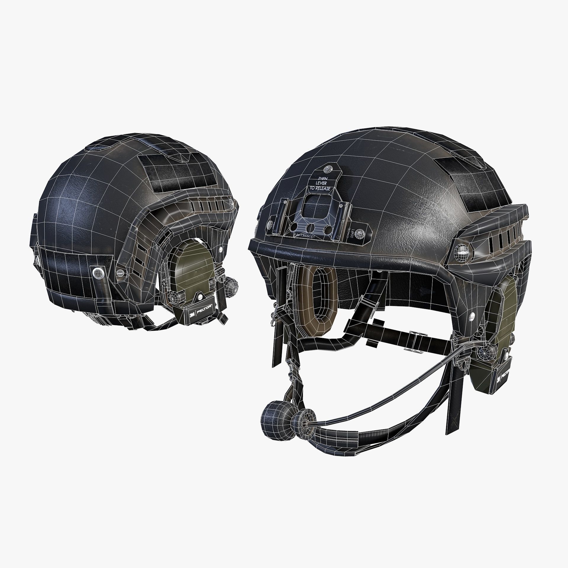 Tactical Headset Military Helmet Low Poly Low-poly 3D model_10