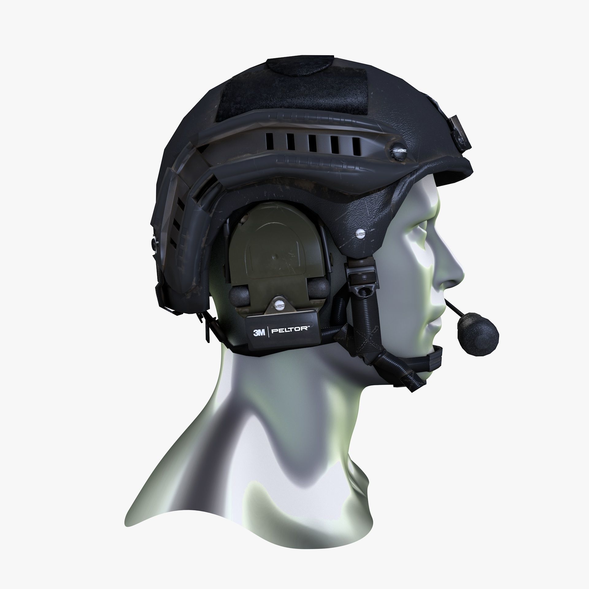 Tactical Headset Military Helmet Low Poly Low-poly 3D model_6