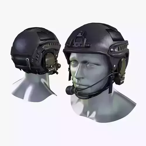 Tactical Headset Military Helmet Low Poly Low-poly 3D model