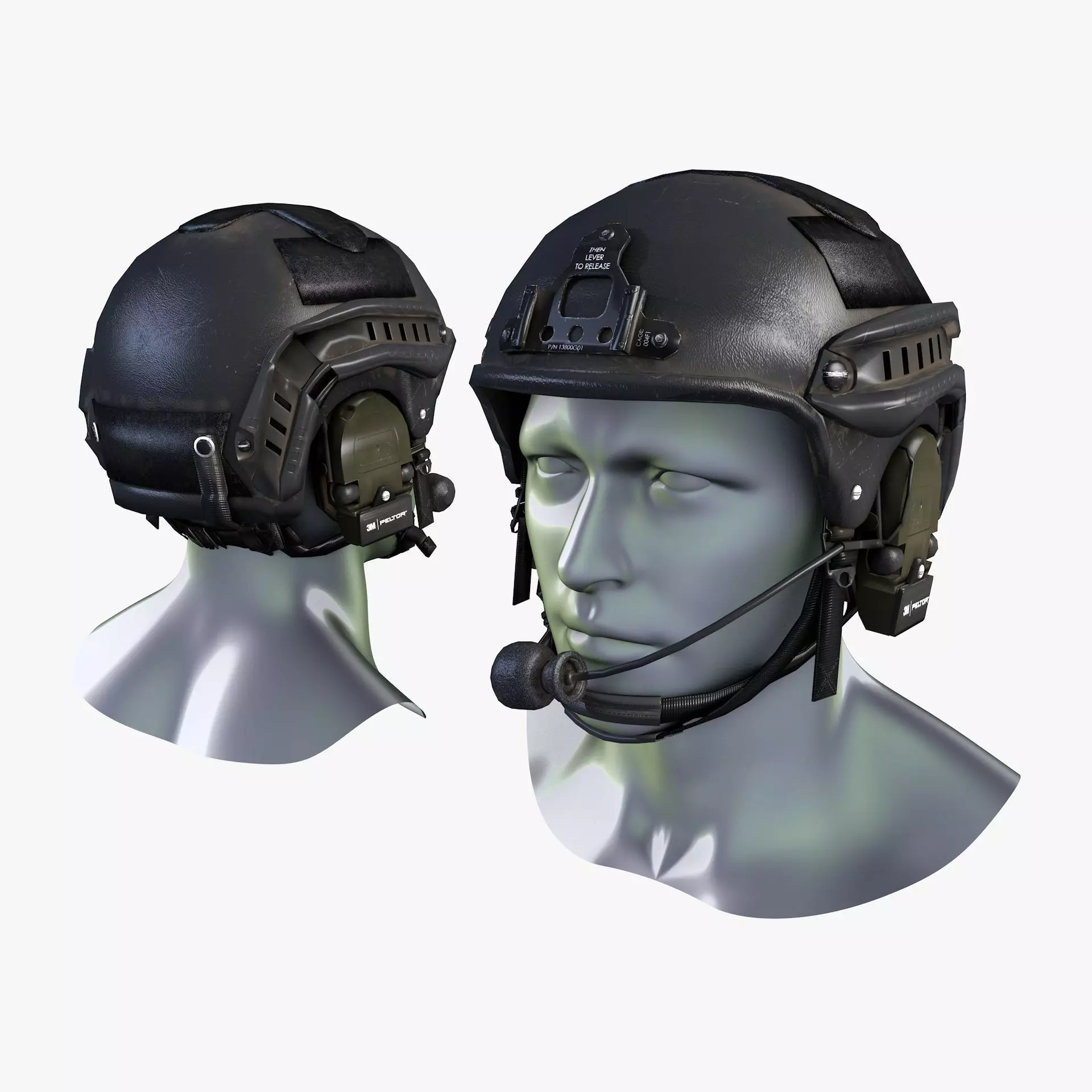 Tactical Headset Military Helmet Low Poly Low-poly 3D model_0