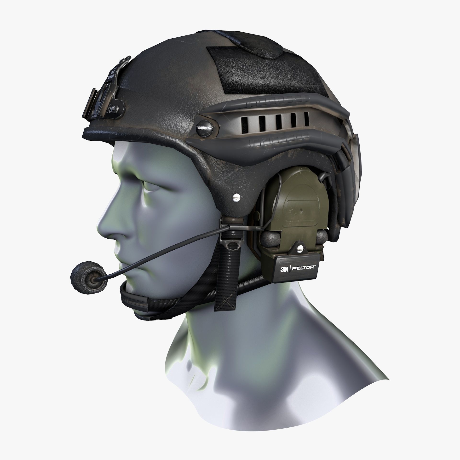 Tactical Headset Military Helmet Low Poly Low-poly 3D model_4