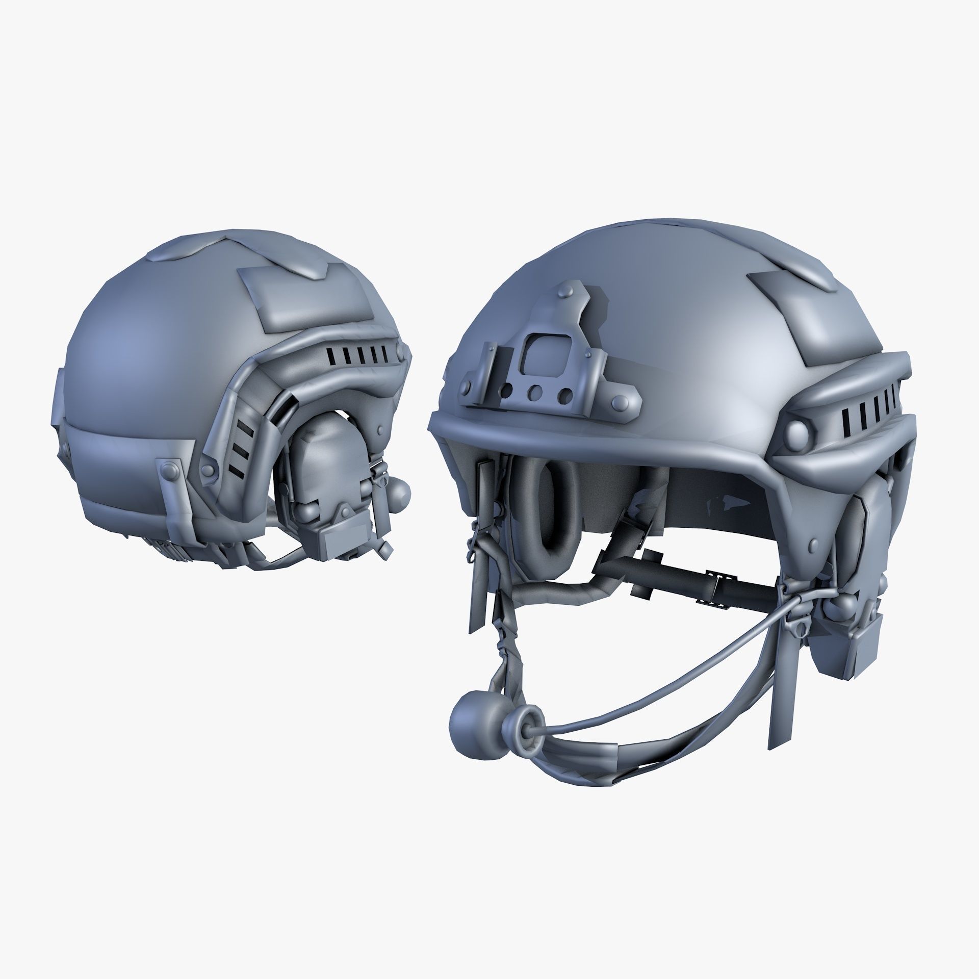 Tactical Headset Military Helmet Low Poly Low-poly 3D model_12
