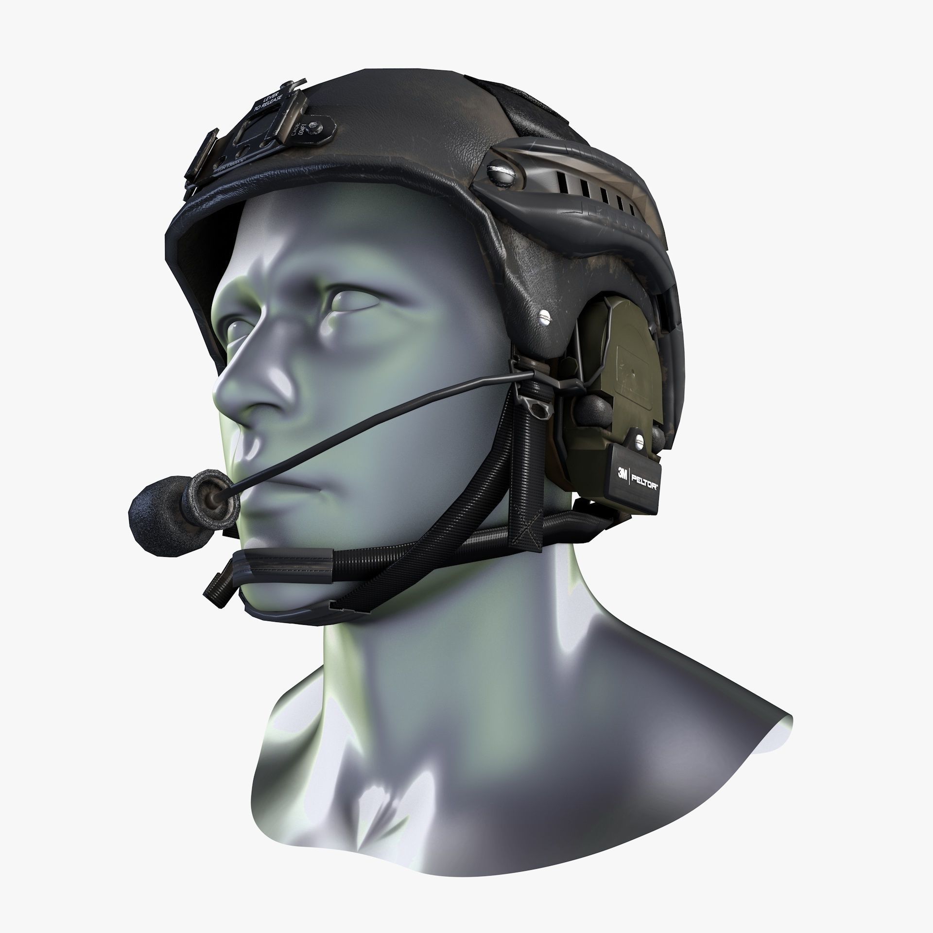 Tactical Headset Military Helmet Low Poly Low-poly 3D model_7