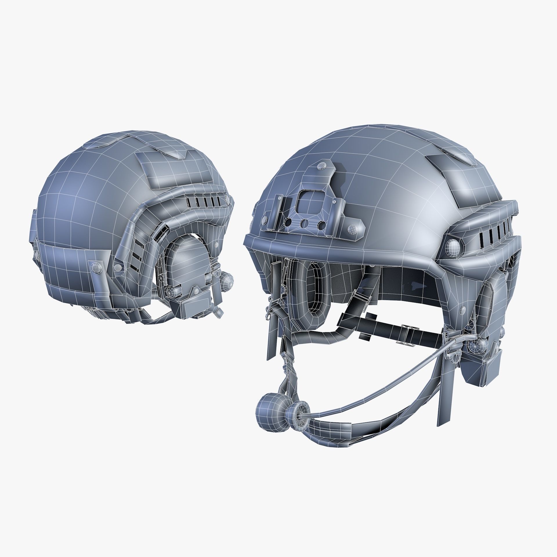 Tactical Headset Military Helmet Low Poly Low-poly 3D model_11