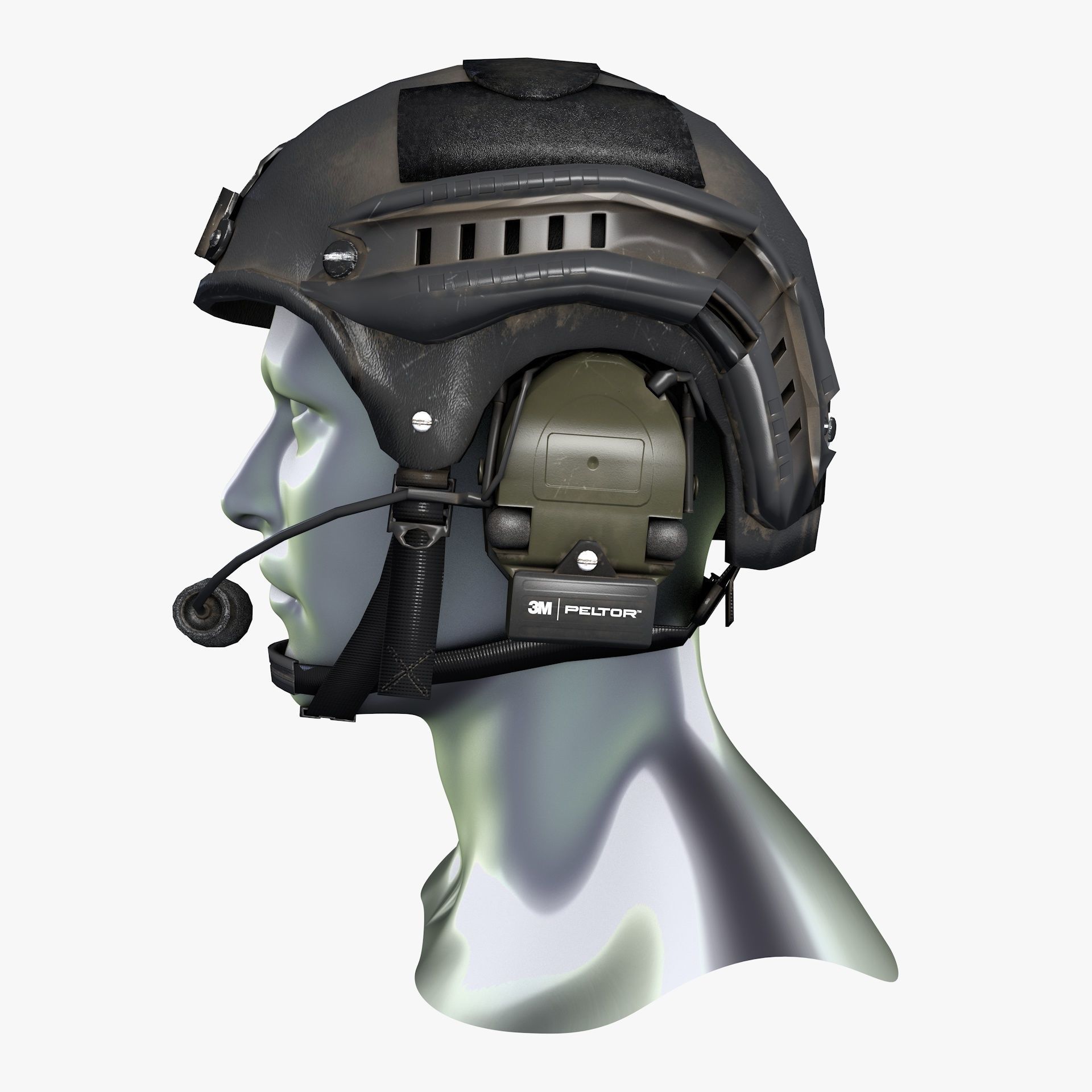 Tactical Headset Military Helmet Low Poly Low-poly 3D model_2