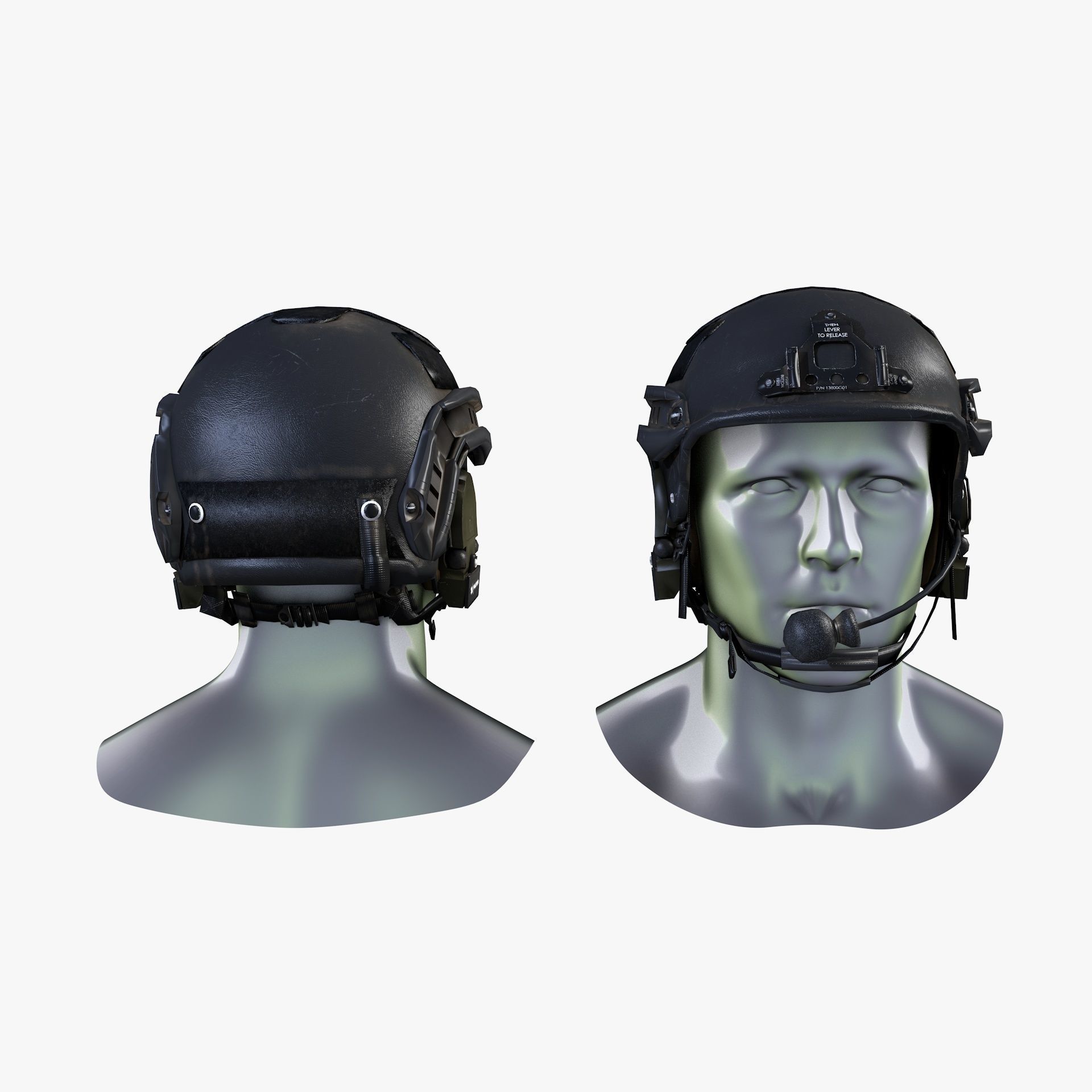 Tactical Headset Military Helmet Low Poly Low-poly 3D model_9