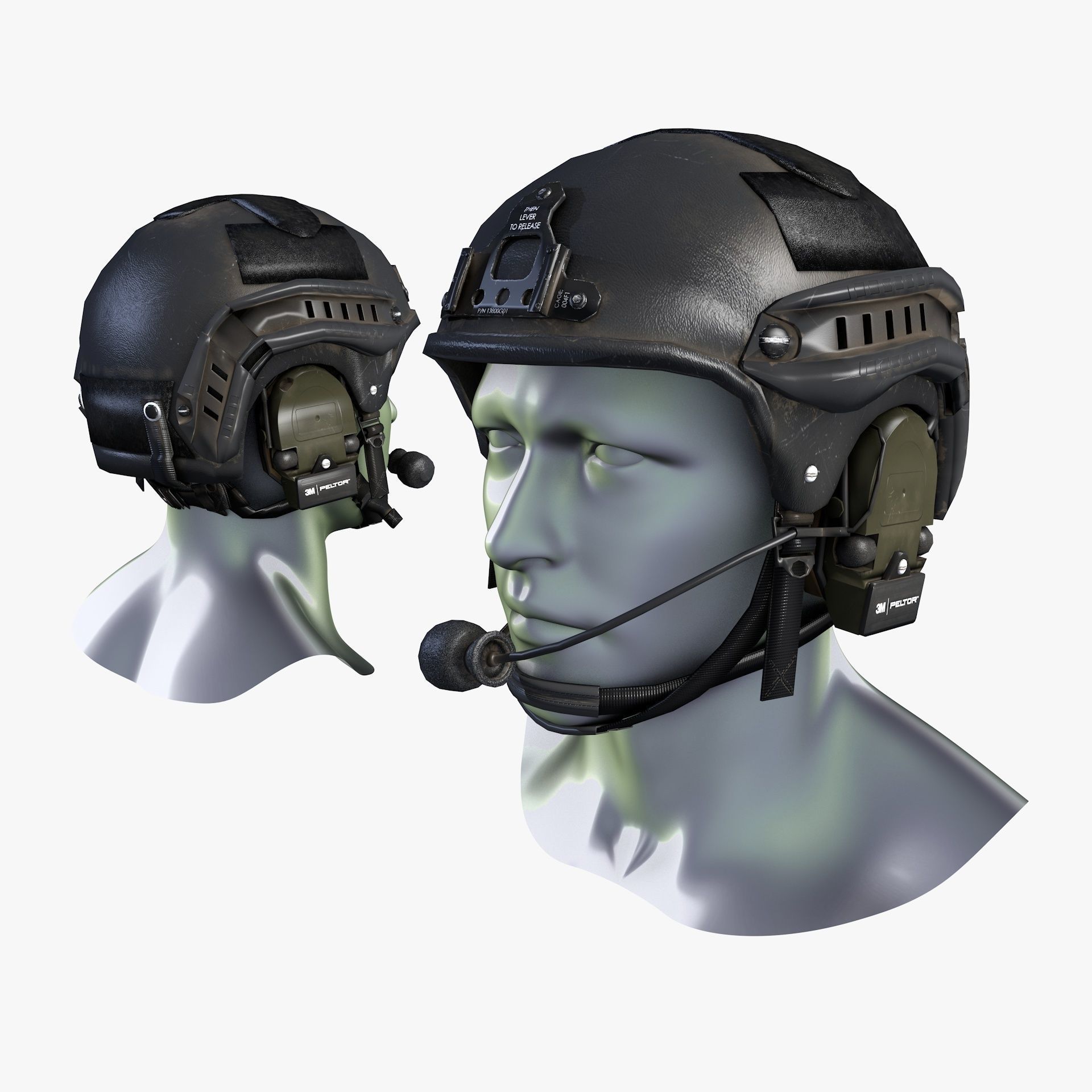 Tactical Headset Military Helmet Low Poly Low-poly 3D model_3
