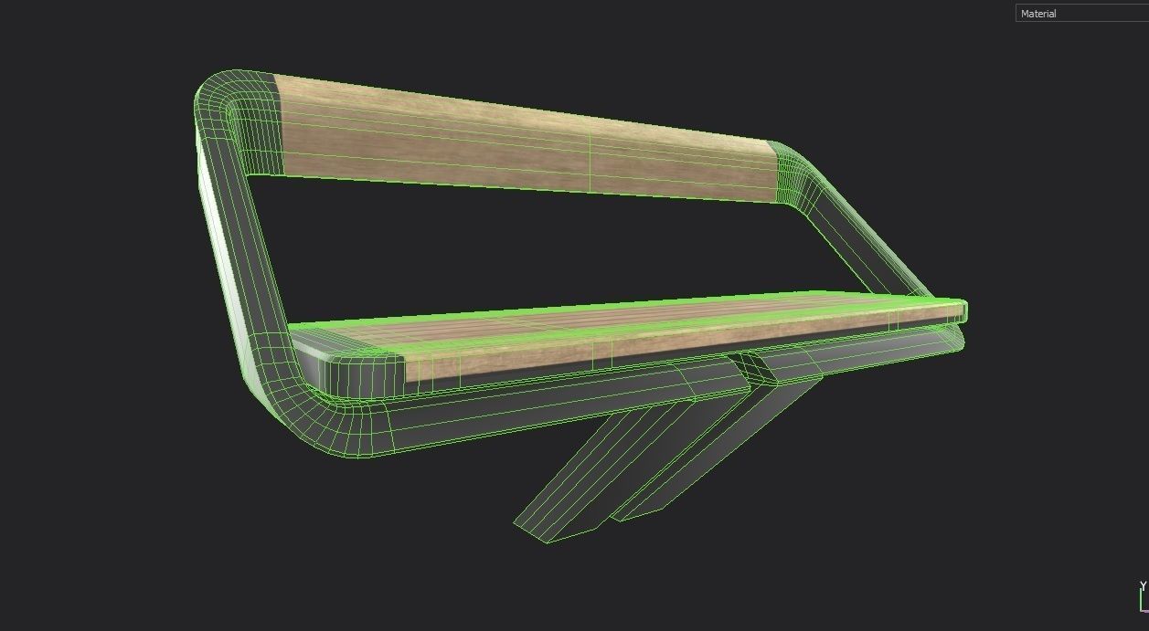 Bench 01 Low-poly 3D model_1