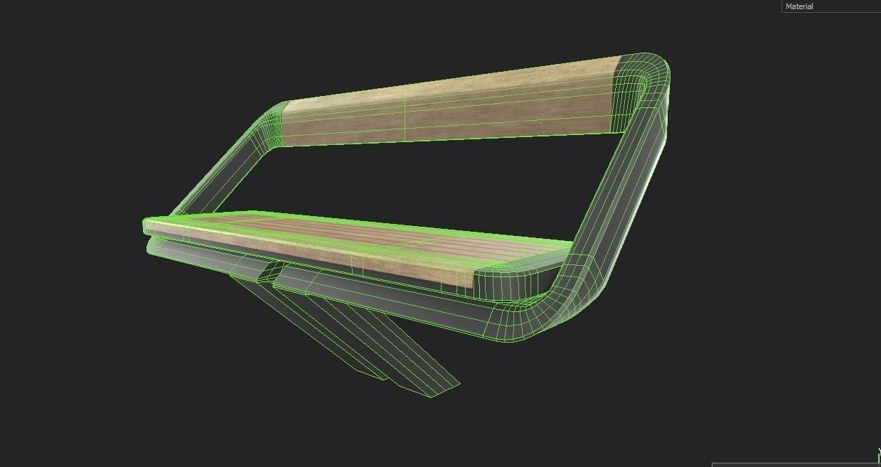 Bench 01 Low-poly 3D model_13