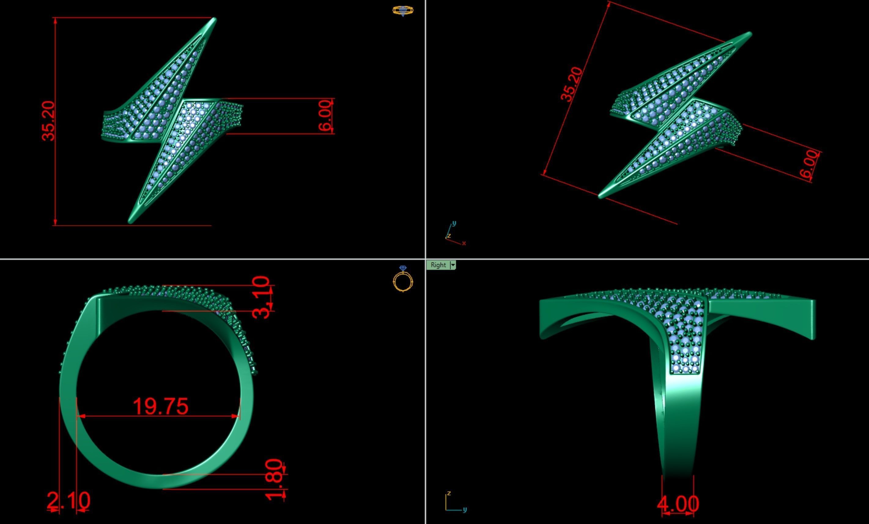 Bolt Lightning Sign Ring  3D print model_9