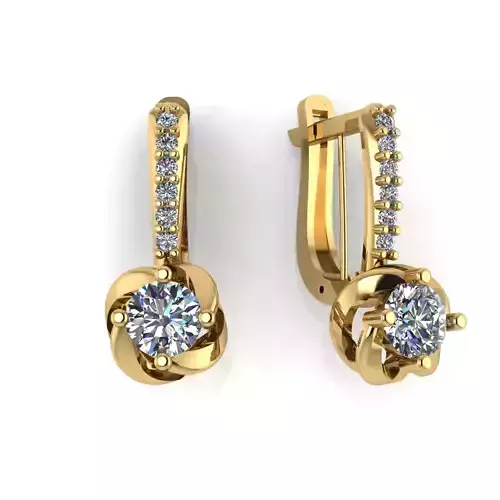 Earring with stones for 3D printing gold and silver