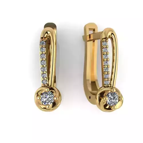 Earring with stones for 3D printing gold and silver