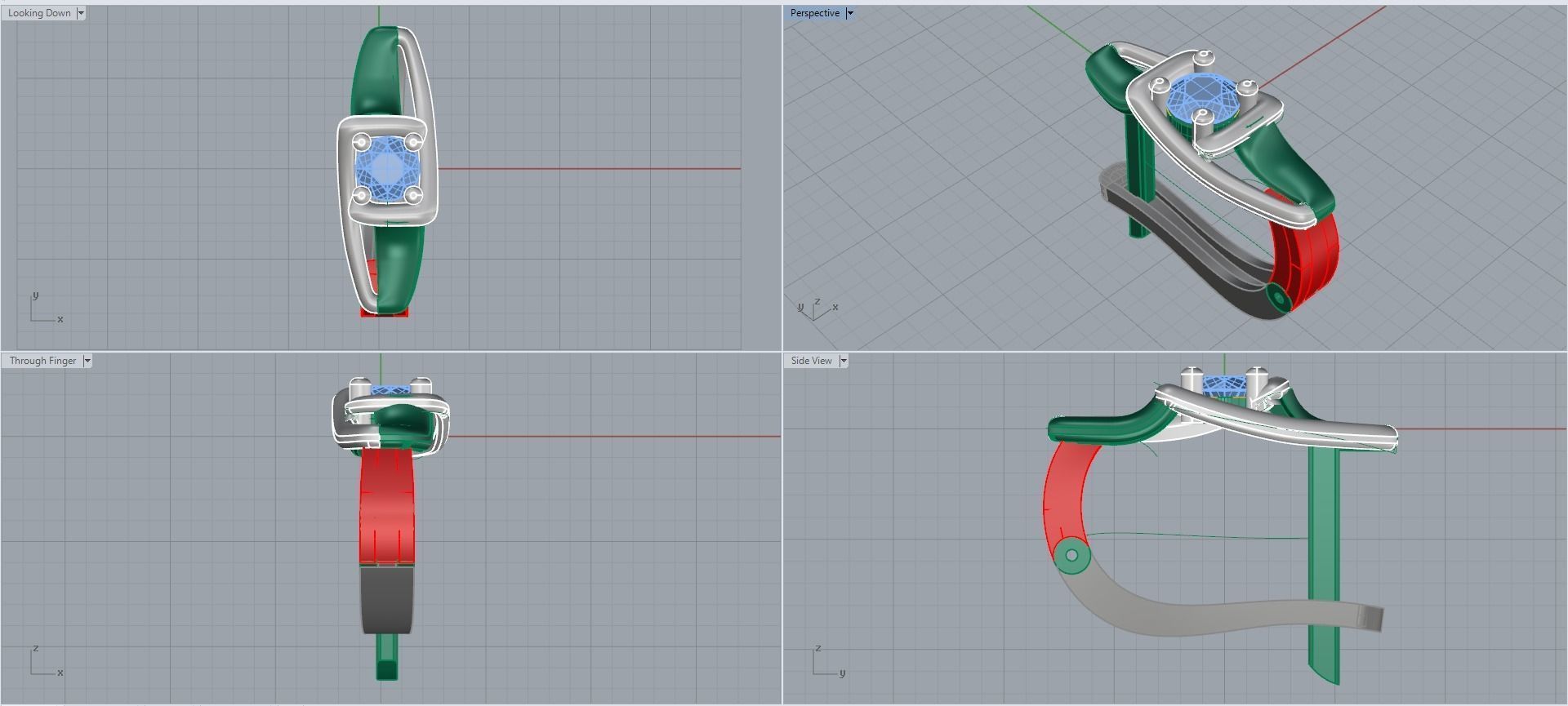 Earring with stones for 3D printing gold and silver 3D print model_1