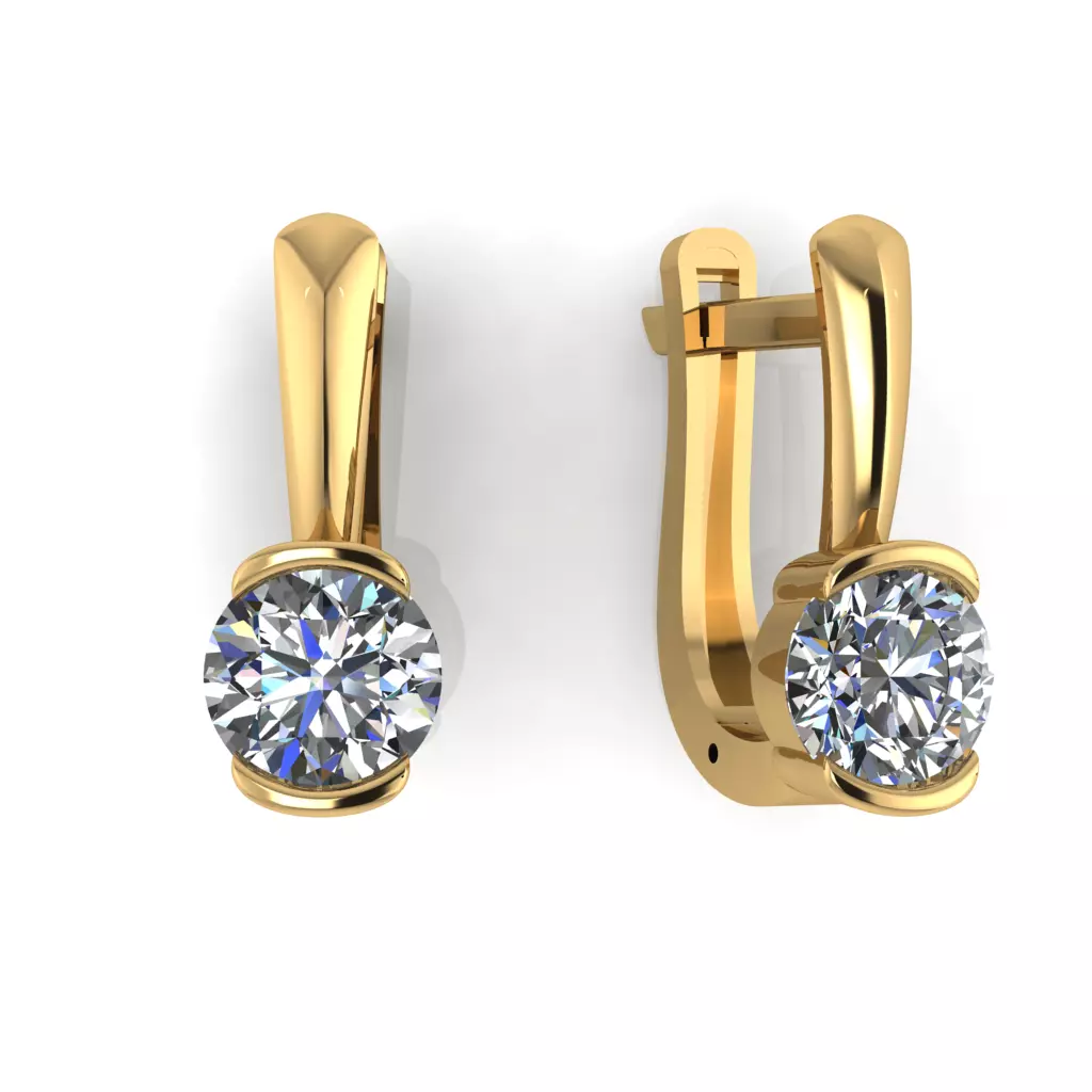 Earring with stones for 3D printing gold and silver 3D print model_0