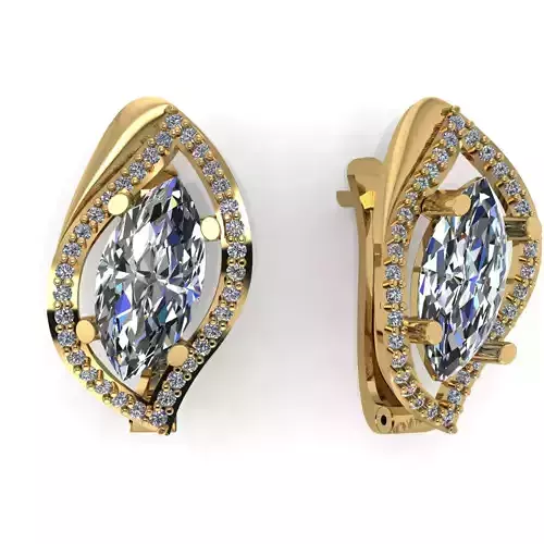 Earring with stones for 3D printing gold and silver